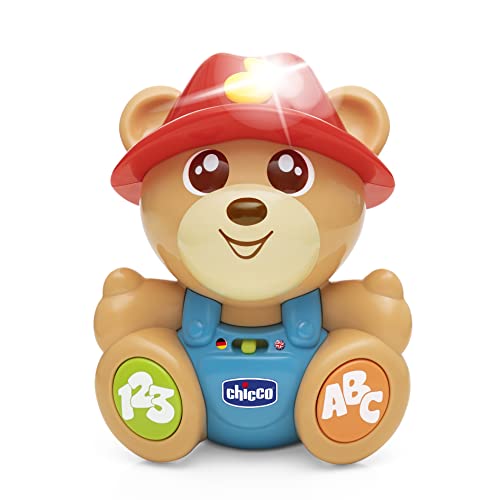 CHICCO TEDDY DER BÄRENFREUND (DE/EN), SPRECHENDER INTERAKTIVER BÄR, LERNE ZÄHLEN VON 1-10 UND BAUERNHOF TIER IN 2 SPRACHEN, 6M+ von Chicco