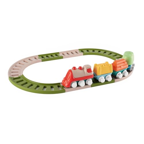 Chicco Spielzeugeisenbahn für Kinder, Umfangreiches Spielset, 18 Teile, Lokomotive, Waggons, Schienen, 2 Konfigurationen, Made in Italy, 80 Prozent Recycling-Kunststoff,Spielzeug für 18 Monate-3 Jahre von Chicco