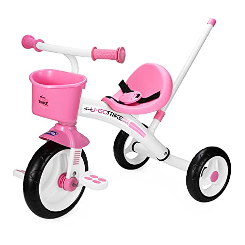 Chicco U-GO 2in1 Kinderdreirad, Dreirad für Mädchen und Jungen mit höhenverstellbarem Griff, Sicherheitsgurt und Ablagekorb, Max 20 kg, Kinderspielzeug ab 18 Monaten bis 5 Jahren von Chicco