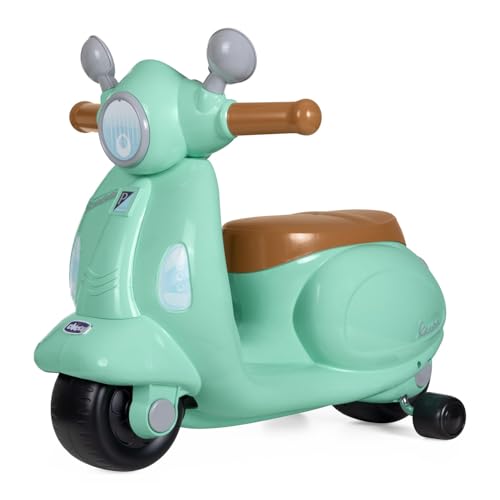 Chicco Vespa Primavera für Kinder Grün, fahrbares Spielzeugmotorrad mit elektronischem Bedienfeld, Lichtern und Geräuschen, abnehmbare Stützräder, Max 25 Kg - Spielzeug für Kinder 1-3 Jahre von Chicco