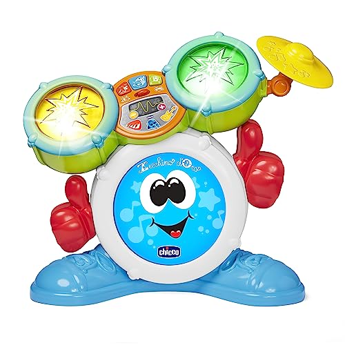 Chicco 00009820100000 Mi First Schlagzeug Licht und Sounds, 3 Spielmodi Batterie Musikinstrument für Kinder, Mehrfarbig, Large von Chicco