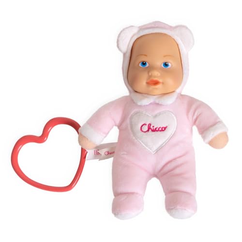 Chicco Meine erste Puppe Spielzeug, Kuschelpuppe mit herzförmigem Ring, leicht zu greifen, weich und leicht, maschinenwaschbar, 0 Monate+, Hellrosa von Chicco