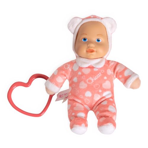 Chicco Meine erste Puppe Spielzeug, Kuschelpuppe mit herzförmigem Ring, leicht zu greifen, weich und leicht, maschinenwaschbar, 0 Monate+, Rosa von Chicco