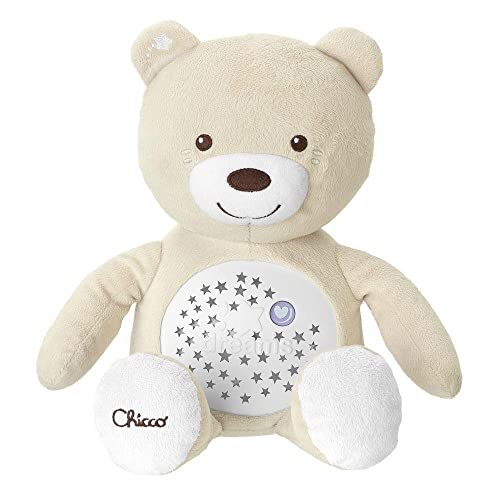 Chicco First Dreams Baby Bär Plüsch-Teddybär, weicher Projektor mit Nachtlicht, Lichteffekten und entspannenden Melodien, Beige - Kinderspielzeug 0+ Monate von Chicco