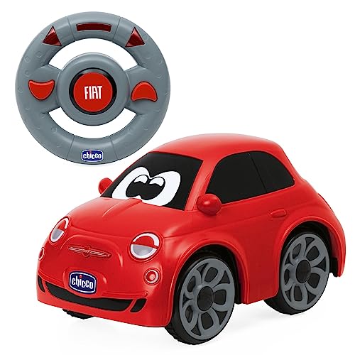 Chicco Fiat 500 RC Ferngesteuertes Sportauto, Funkgesteuertes Auto mit intuitivem Lenkrad, RC Auto mit Sounds und Hupe, Weiß - Kinderspielzeug 2-6 Jahre von Chicco