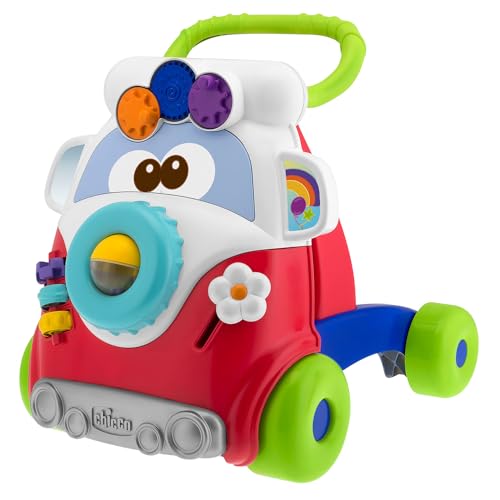 Chicco Happy Hippie 2in1 First Steps Lauflernwagen mit Aktivitätszentrum für Kinder, Bunte Lauflernhilfe mit 4 großen Rädern, Lernspiele für Jungen und Mädchen - Kinderspielzeug 9-24 Monate von Chicco