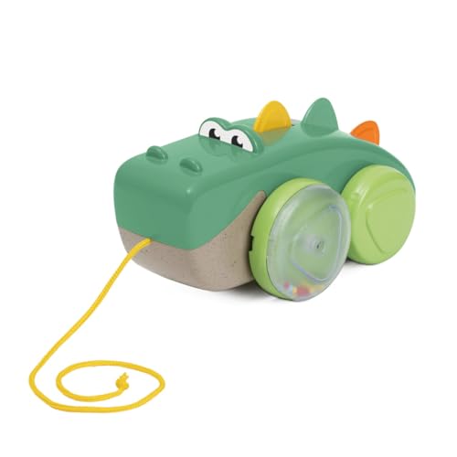 Chicco, Krokodil Pull Along Eco+, Nachziehspielzeug, 50 cm Langes Seil, Räder mit Kugeln, Taumelbewegung, Recycelter Kunststoff, Made in Italy, Kinderspielzeug von 12-36 Monaten von Chicco