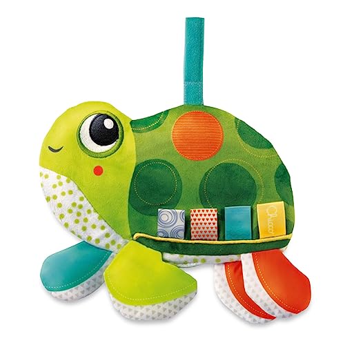 Chicco Molly, die Schildkröte, weiches und buntes Stoffspielzeug, Verschiedene Stoffe zur Förderung der taktilen Fähigkeiten, mit Klettverschluss, waschmaschinenfest, Kinderspielzeug 0-18 Monate von Chicco