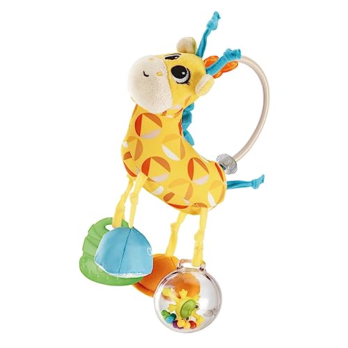 Chicco Mrs. Giraffe Toy, niedliche Giraffenrassel mit verschiedenen weichen Texturen, leicht zu greifen, voller manueller Aktivitäten, Kinderspielzeug 3-24 Monate, Gelb von Chicco