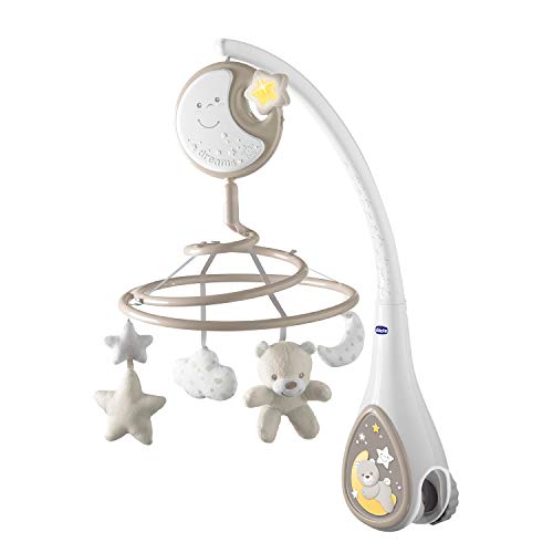 Chicco Next2Dreams Babybett Mobile mit Licht und Musik - 3 in 1 Baby Mobile Kompatibel mit Next2Me Babybett, mit Soundeffekten, Nachtlichtprojektor und Klassischer Musik - 0+ Monate, Beige von Chicco