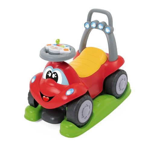 Chicco Ride-Along Billy Quattro, Mitfahrendes Kinderauto, 4in1 Spielmodi, Schaukelfunktion, erste Schritte und Mitfahren, elektronisches Lenkradmodul mit Lichtern und Geräuschen, 9-36 Monate von Chicco