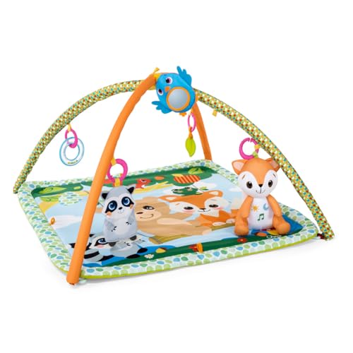 Chicco Waldzauber Baby Krabbeldecke mit Spielbogen, Multifunktionsspielbogen für Babys, 5 abnehmbaren Hängespielzeugen, Plüschfuchs, Entspannungsmusik und sanften Lichtern-Baby Spielzeug ab 0 Monate von Chicco