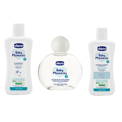 chicco Baby Moments Set 1 Körperbad 200 ml, Shampoo 200 ml, Eau de Cologne 100 ml von Chicco