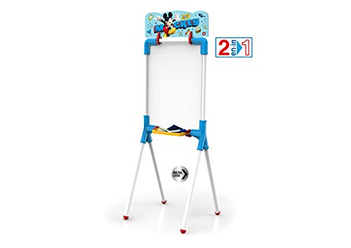 Chicos - Mickey Mouse 2 In 1 Reversible Junior Whiteboard | Inklusive 1 Marker, Kreide, Radiergummi und Mickey Schablone | Ab 3 Jahren | Maße: 37 x 32,5 x 98 cm (53009) von Chicos