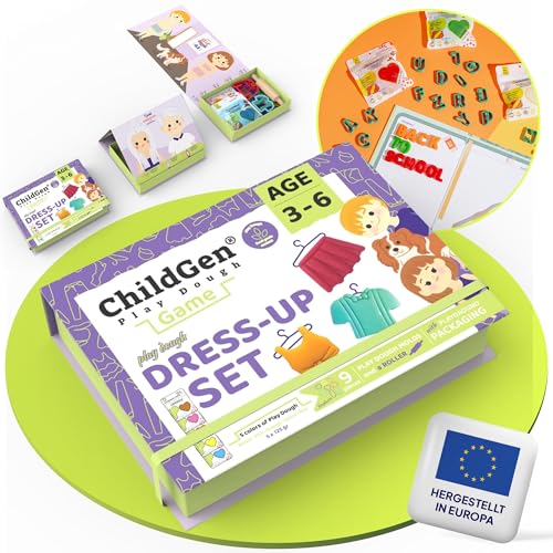 ChildGen Knete Play Dough Dress-up Set, Knete- Set, Knete, ungiftig, 100% natürliche Inhaltsstoffe, Knete, Knetset, Kinderknete, Knete ab 2 Jahre, Knetezubehör von ChildGen