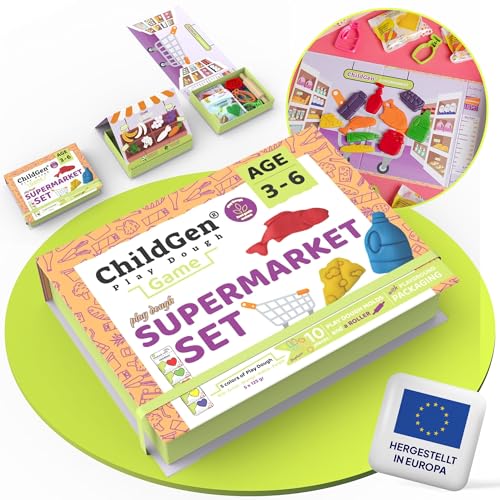 ChildGen Knete Play Dough Supermarkt-Set, Knete- Set, Knete, ungiftig, 100% natürliche Inhaltsstoffe, Knete, Knetset, Kinderknete, Knetezubehör, Knete ab 2 Jahre von ChildGen