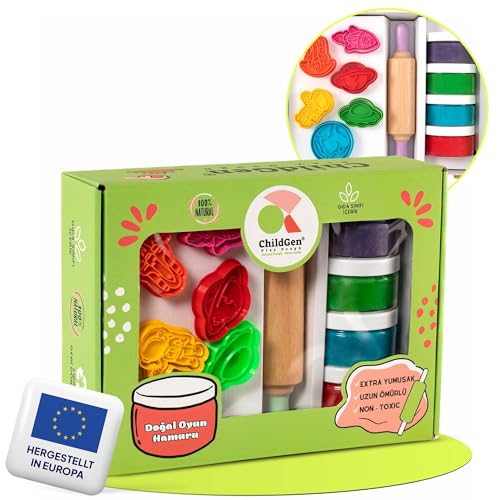 ChildGen Knete Set, Premium Galaxi Spielknete-Set, Knete Zubehör, Spielknete, Teigrolle für Kinder, Ausstehformen, Knetwerkzeug, Lernspielzeug, Kinder ab 2 Jahren von ChildGen