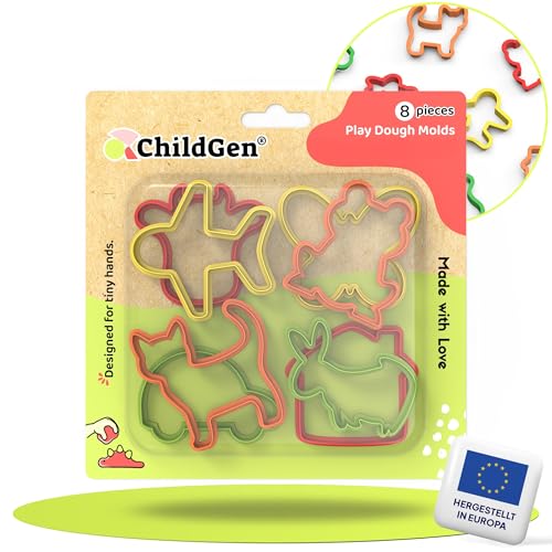 ChildGen Knete Zubehör, Ausstehformen 8- teilig, Knete Zubehör für Kinder, Knetwerkzeug, Knete Set, Werkzeug Kinder von ChildGen