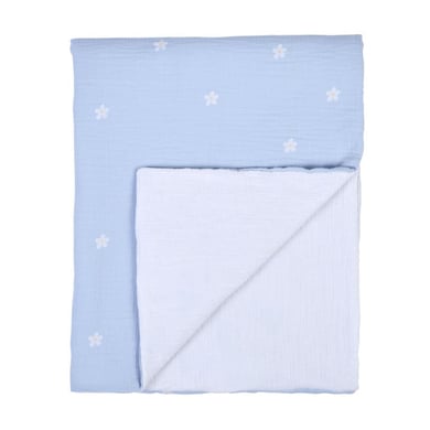 CHILDHOME Decke Musselin Blume 80 x 100 cm blau weiß von Childhome