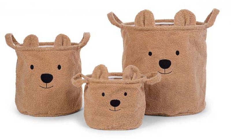 Childhome 3er-Pack Teddy Aufbewahrungskörbe, Braun von Childhome