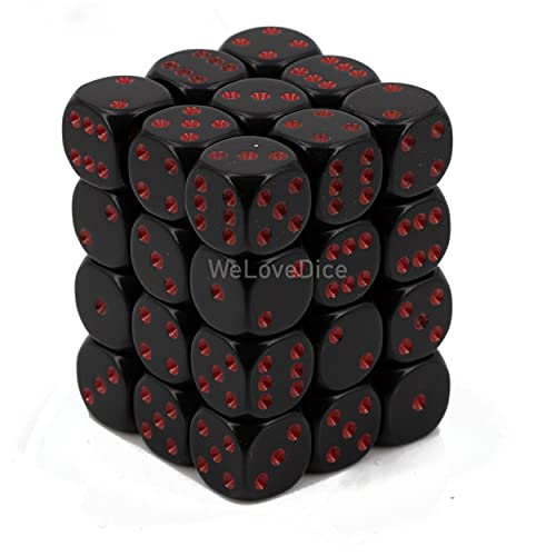 Chessex Dice d6 Sets: Opaque Black with Red - 12mm Six Sided Die (36) Block of Dice von Children Web store