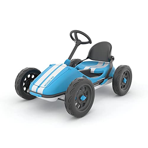 Chillafish Monzi RS, Pedal Go-Kart für Kinder 3-7 Jahre, zusammenklappbar für Platzbesparung, verstellbarer Sitz ohne Werkzeug, pannenfreie Gummihautreifen, Wandhalterung für einfache Lagerung enthalt, Blau, CPMN01BLU von Chillafish