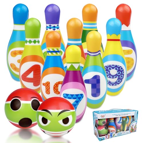 Chiluxendo Kegelspiel für Kinder(12Pcs), Dosenwerfen Kegeln Cones Kegel, Mini Bowling Ball Set für Zuhause, Kinderspiele Lernspiele Geschenk Montessori Junge Mädchen Outdoor Spiel von Chiluxendo