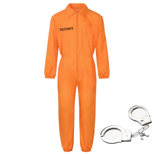 Chingcoo Häftlingskostüm, Orange Gefängniskostüm, Karnevalskostüme, Häftlingskostüm für Damen und Herren (XL) von Chingcoo