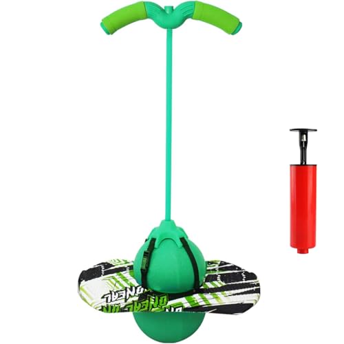 Chingcoo Pogo Stick für Kinder, Sportgeräte für Kinder, Pogo Stick mit Kordelzuggriff, geeignet für Hüpfstange mit Kindern(Grün Spleißen) von Chingcoo