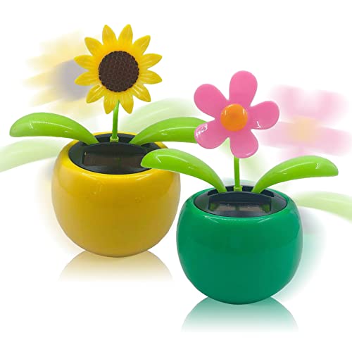 Chingde Wackelfigur Blume, Solar Tanzende Blume Solarblume Wackelfigur Wackelblume Solar Solarbetriebene Wackelblume für Auto Haus Oder Büro (2 Stück, B) von Chingde