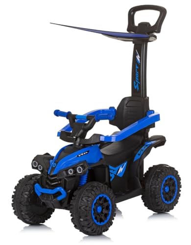 Chipolino Kinder Rutschauto ATV Sonnendach Schiebegriff Musikfunktion bis 23 kg, Farbe:blau von Chipolino