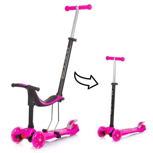 Chipolino Kinderroller 3 in 1 Multi Plus 3 Räder, Laufrad, Roller, LED-Lichter, Farbe:pink von Chipolino