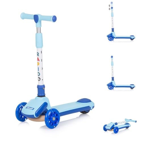 Chipolino Kinderroller Rapido Anti-Rutsch-Griffe, Hinterradbremse, klappbar, LED, Farbe:blau von Chipolino