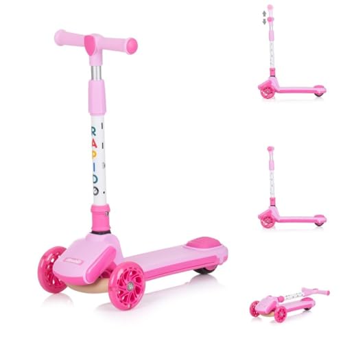 Chipolino Kinderroller Rapido Anti-Rutsch-Griffe, Hinterradbremse, klappbar, LED, Farbe:rosa von Chipolino