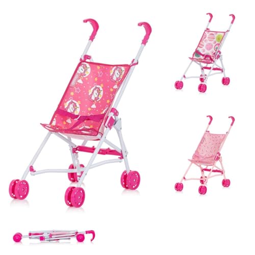 Chipolino Puppenbuggy Lily klappbar, Doppelräder, ab 3 Jahren, Schiebehöhe 57 cm, Farben:pink von Chipolino