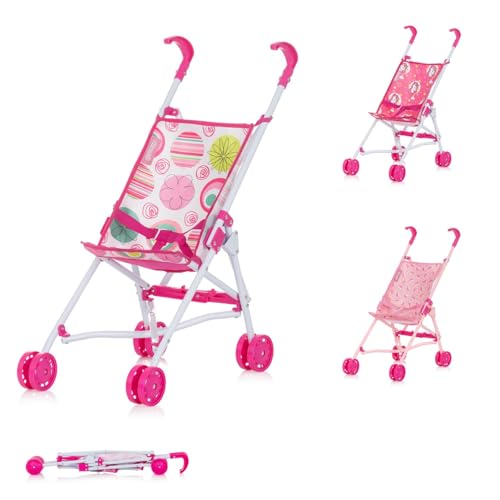 Chipolino Puppenbuggy Lily klappbar, Doppelräder, ab 3 Jahren, Schiebehöhe 57 cm, Farben:rosa pink von Chipolino