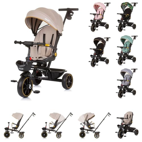 Chipolino Tricycle Max Sport 2 in 1, Dreirad, Becherhalter, Sitz umkehrbar, Korb, Farbe:beige von Chipolino