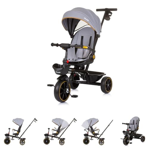 Chipolino Tricycle Max Sport 2 in 1, Dreirad, Becherhalter, Sitz umkehrbar, Korb, Farbe:hellgrau von Chipolino