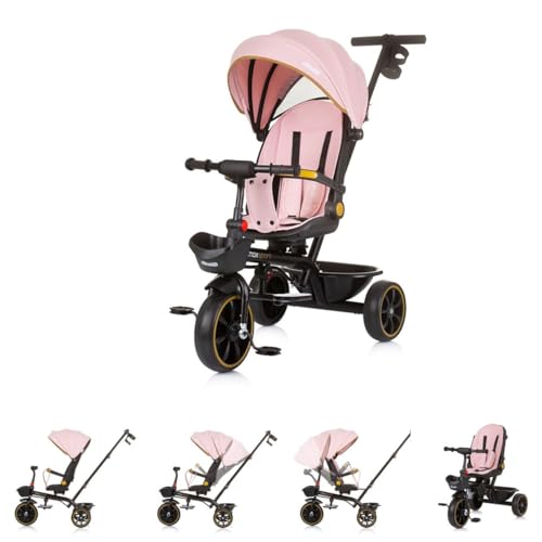 Chipolino Tricycle Max Sport 2 in 1, Dreirad, Becherhalter, Sitz umkehrbar, Korb, Farbe:rosa von Chipolino