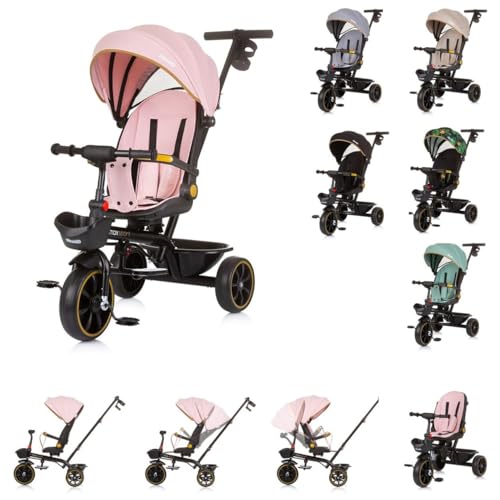 Chipolino Tricycle Max Sport 2 in 1, Dreirad, Becherhalter, Sitz umkehrbar, Korb, Farbe:rosa von Chipolino