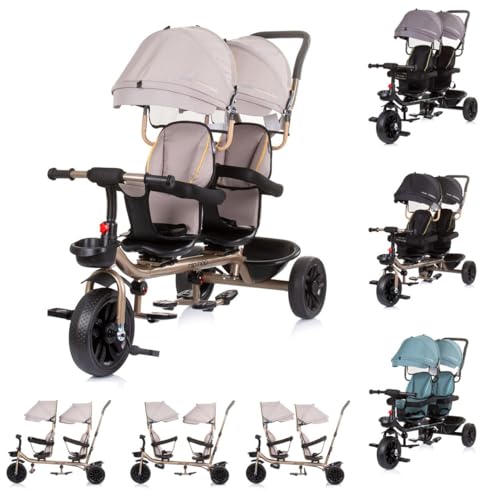 Chipolino Zwillingsdreirad Hip Hop, Zwei Kinder, bis 40 kg, Sitze 360° drehbar, Farbe:beige Chipolino Zwillingsdreirad Hip Hop, Zwei Kinder, bis 40 kg, Sitze 360° drehbar, Farbe:beige von Chipolino