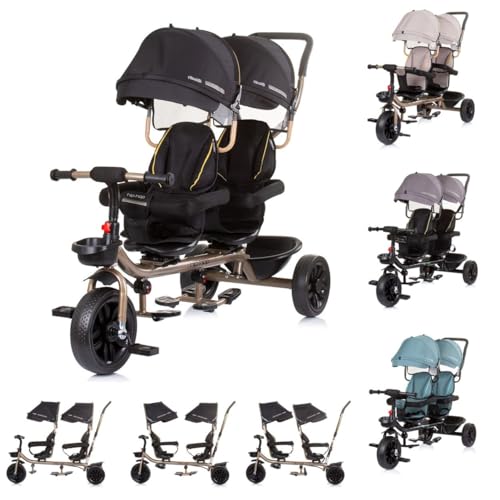 Chipolino Zwillingsdreirad Hip Hop, Zwei Kinder, bis 40 kg, Sitze 360° drehbar, Farbe:schwarz Chipolino Zwillingsdreirad Hip Hop, Zwei Kinder, bis 40 kg, Sitze 360° drehbar, Farbe:schwarz von Chipolino