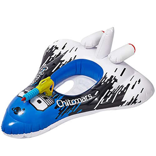 Chitomars Schwimmring Kinder mit Wasserpistole, Aufblasbarer Flugzeug Schwimmreifen Kinder Schlauchboot Schwimmring Kleinkind Schwimmhilfe Schwimmsitz für Kinder von 3-10 Jahre von Chitomars