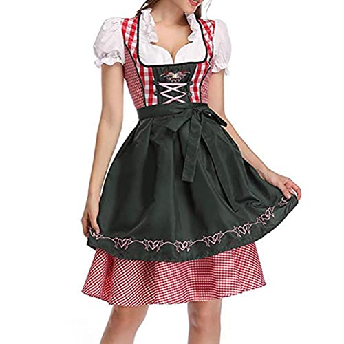 Chiyyak Damen Dirndl Kleid Oktoberfest Kostüm Kleid mit Schürze Mais Uniform Anzug Bier Festival Karneval Kostüm von Chiyyak