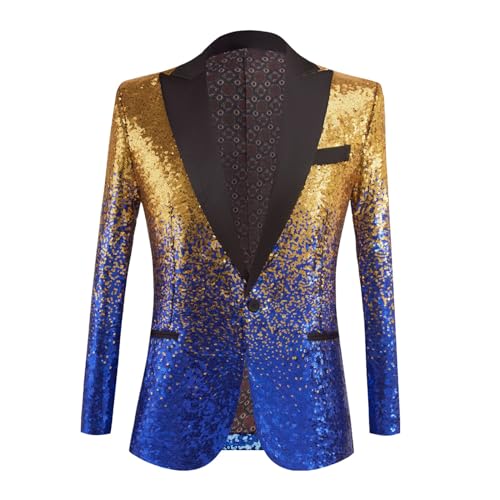 Chnnamzu Pailletten Blazer für Herren, Blazer mit Paillettenstickerei Karneval Kostüm Glitzer Frack Mantel Jacke Fashing Smoking Kostüm Party Uniform von Chnnamzu