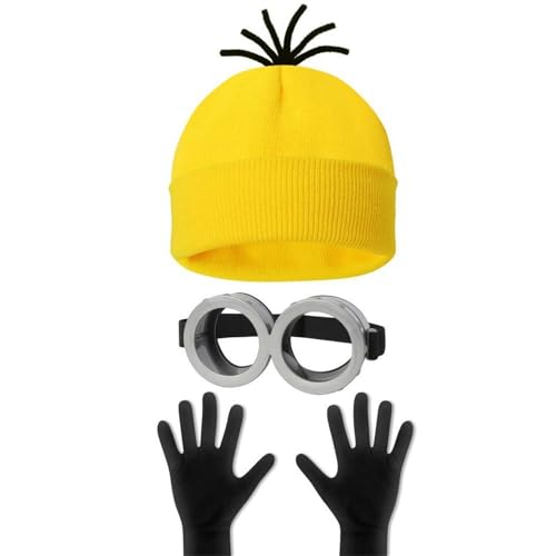 ChongKuan Minion Kostüm Erwachsene Minions Brille Mütze Gelbe Damen Herren Faschingskostüme Zubehör (5) von ChongKuan