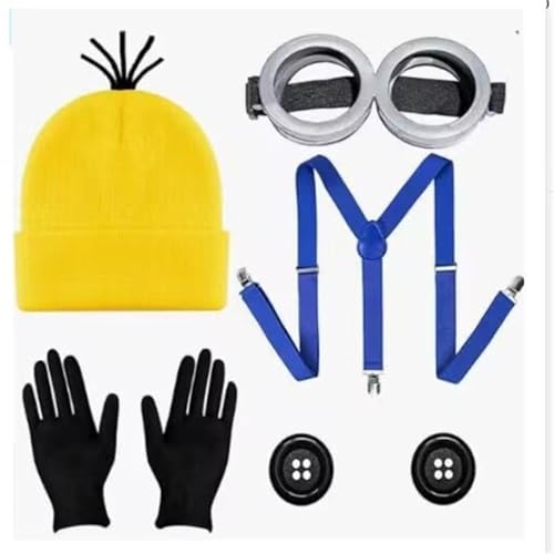 ChongKuan Minion Kostüm Minions Erwachsene Brille Mütze Gelbe Damen Herren Faschingskostüme Zubehör (1) von ChongKuan