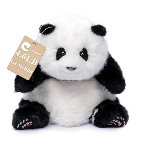 Chongker Plüschtiere mit Gewichten, 4,6 LB Gewichte, handgefertigte realistische sitzende Pandabär Plüschtiere, lebensechte Plüschpanda Sammlerstücke von Chongker