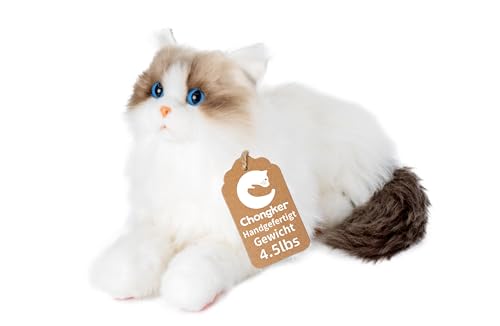 Chongker gewichtetes Kuscheltier, 2KG Kuscheltier, realistische Ragdoll-Katze Größe, lebensechte gewichtete Katze Plüsch (Gewichtete Ragdoll-Katze) von Chongker