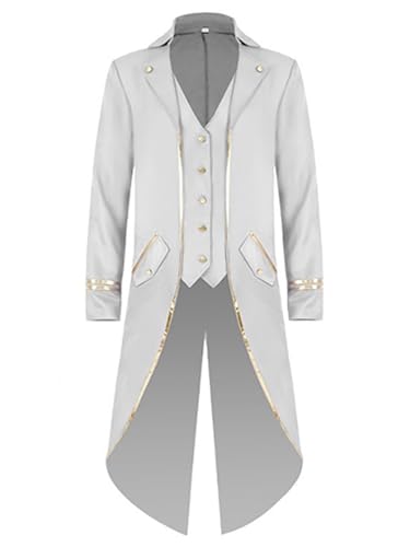 Choomomo Herren Steampunk Frack Mantel Mittelalter Vintage Mantel Viktorianischen Jacke Karneval Kostüm Cosplay Halloween Fashing Smoking Kostüm S-2XL Weiß XL Choomomo Herren Steampunk Frack Mantel Mittelalter Vintage Mantel Viktorianischen Jacke Karneval Kostüm Cosplay Halloween Fashing Smoking Kostüm S-2XL Weiß XL von Choomomo